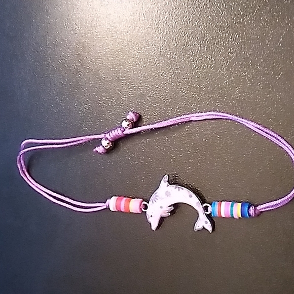 BBTO Gorgeous Dolphin Bracelet w Purple Cording up to 10 inches - Picture 3 of 6